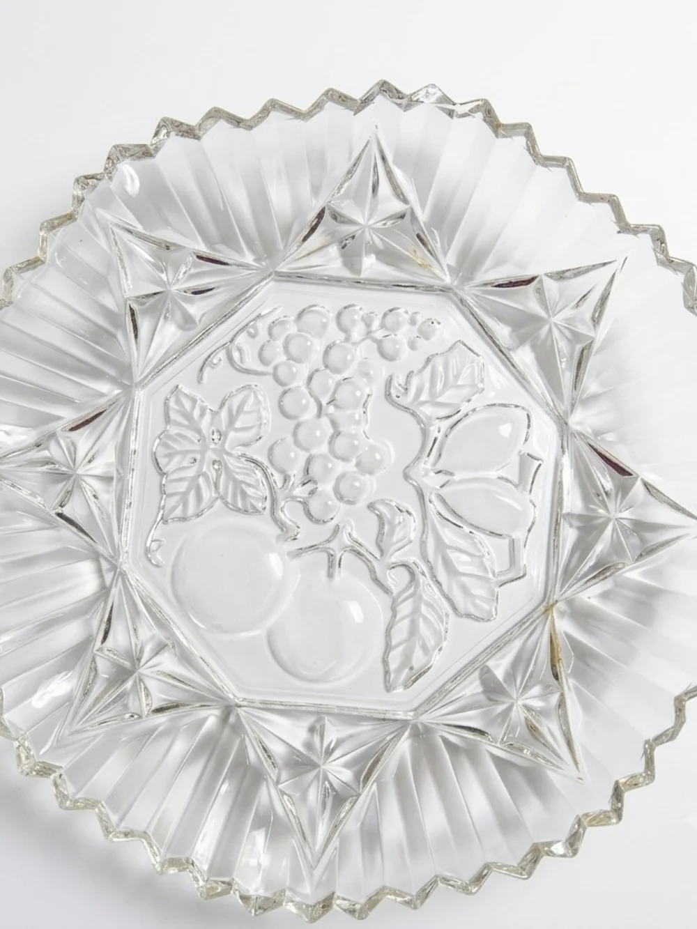 Vintage Clear Pressed Glass Fruit Plates